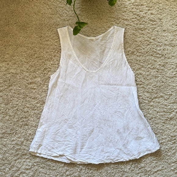 Made in Italy White oversized Linen Tank Top - Picture 1 of 6